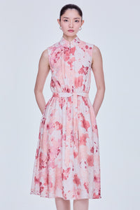 Printed Stand Collar Dress