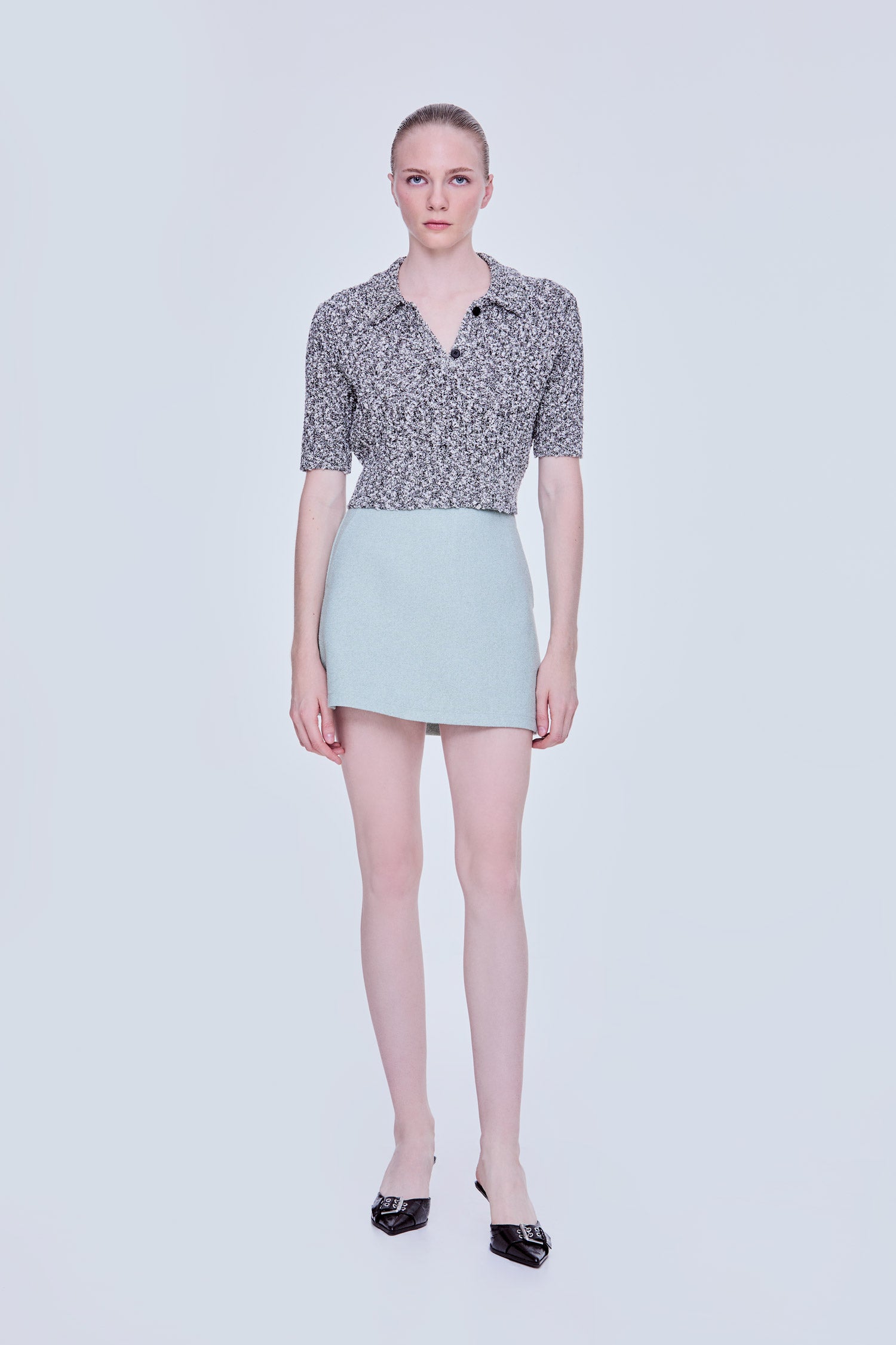 Blended Boucle Polo Knit