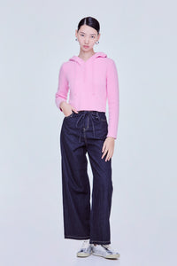 Hooded Crop Knit Top