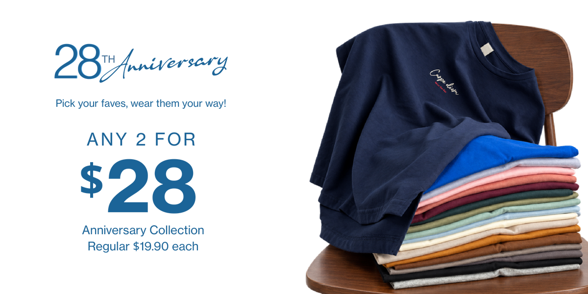 28th Anniversary. Pick your faves, wear them your way! Any 2 for $28. Anniversary Collection, regular $19.90 each.