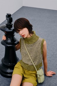 High Neck Marled Knit Tank Top