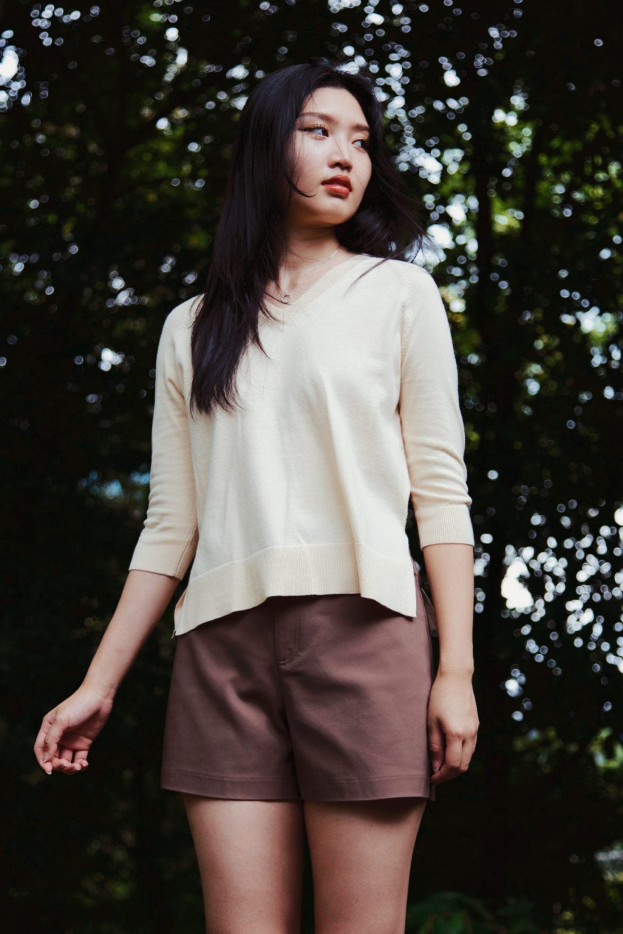 Relaxed Asymmetrical Knit Blouse