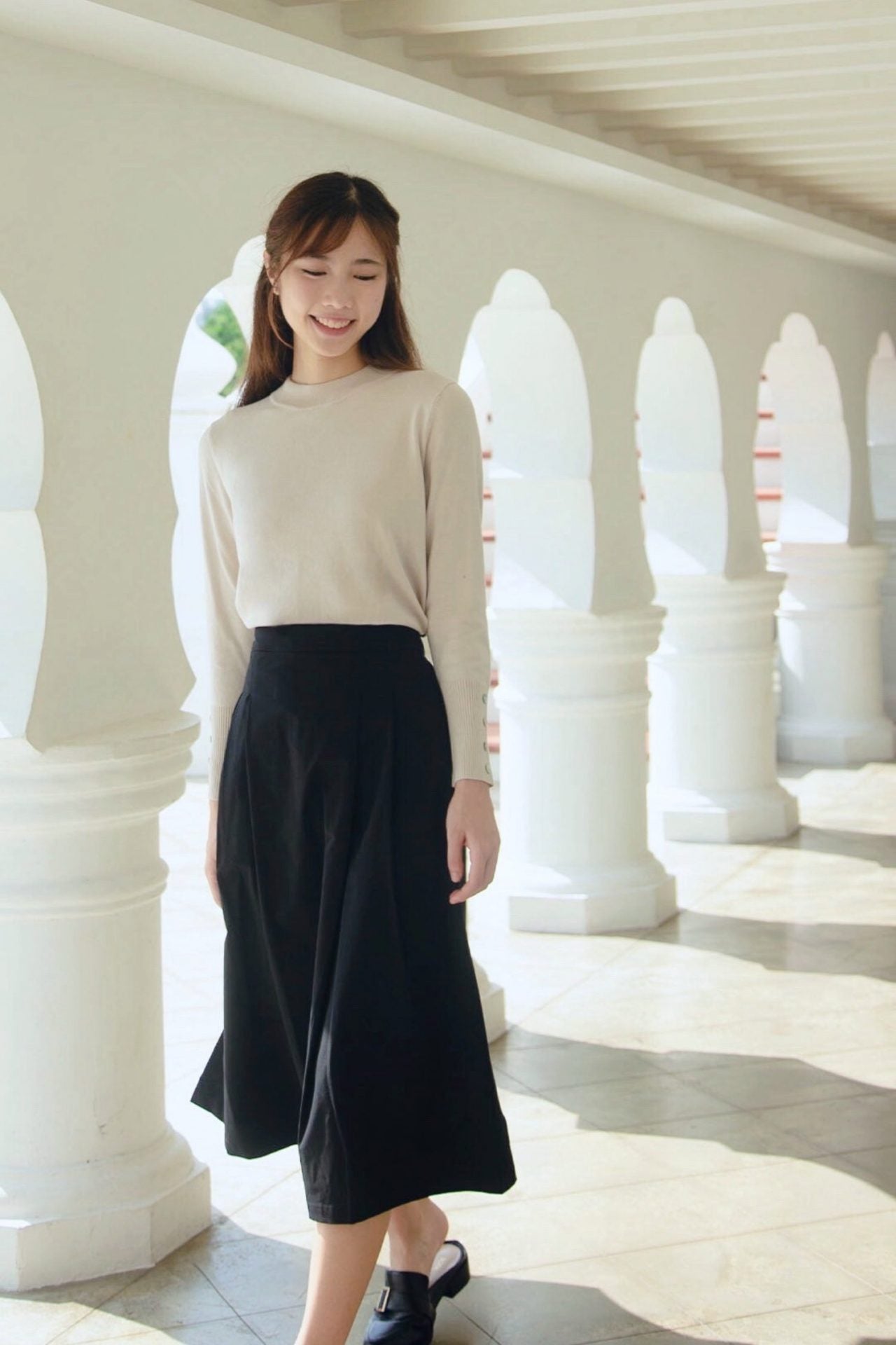 Black a outlet line flared skirt