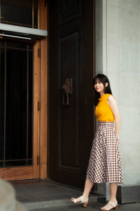 Belted Checks A-Line Skirt
