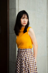 Belted Checks A-Line Skirt
