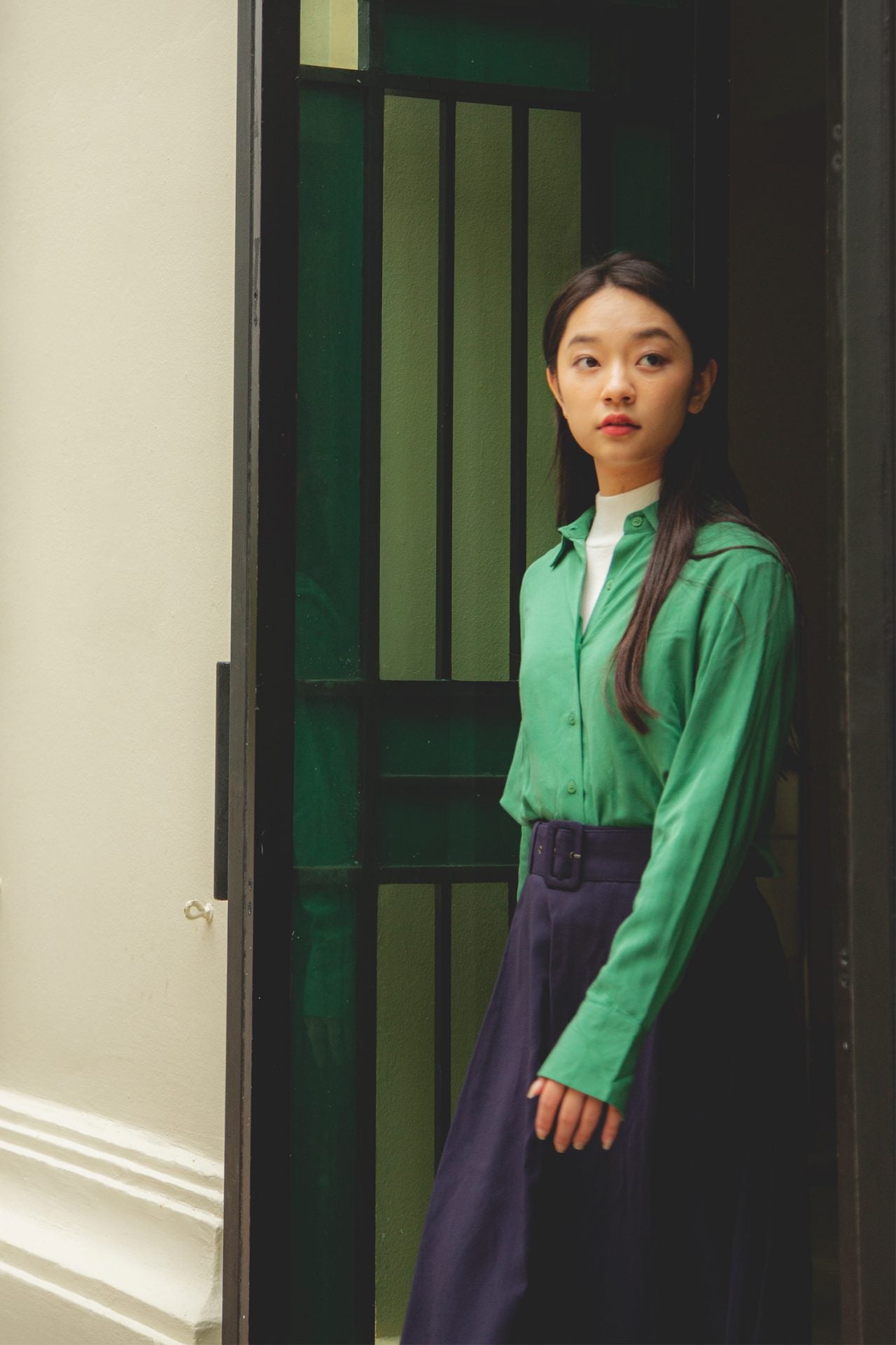 Belted A-Line Skirt
