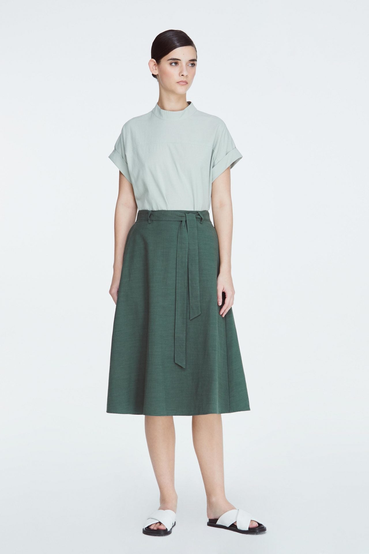 Belted A-Line Skirt