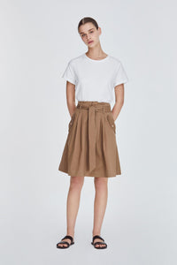 Pleated Waist A-Line Skirt