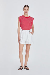 Pleated Denim Shorts