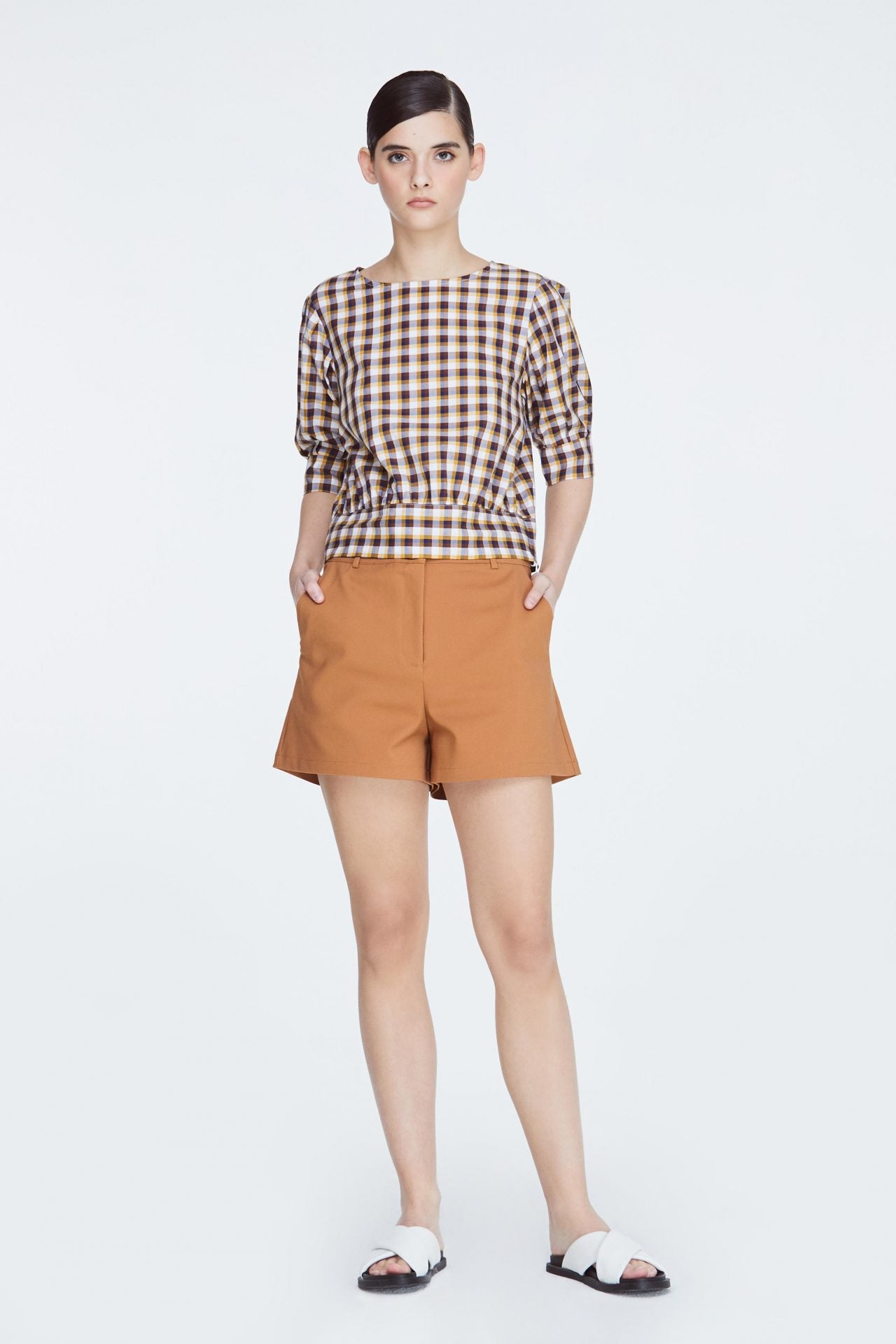 Checkered Puffy Blouse