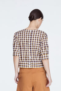 Checkered Puffy Blouse