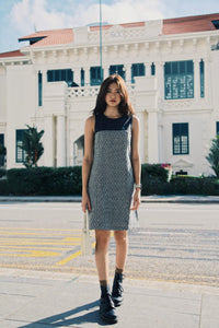 Contrast Tweed Dress