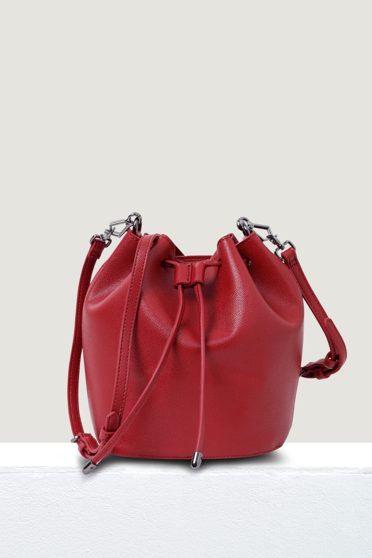 Drawstring Bucket Bag - Burgundy