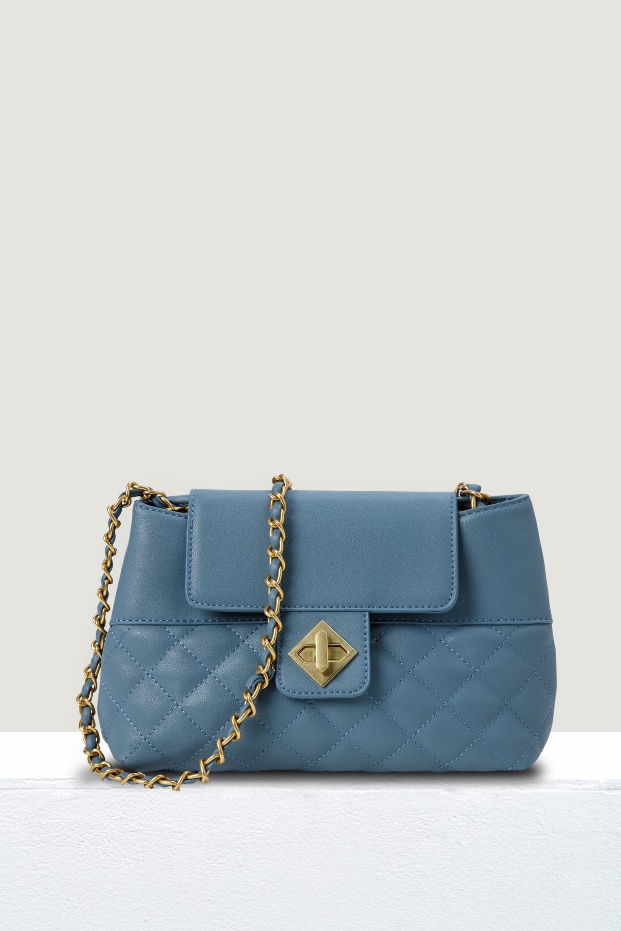 Quilted Chain Bag - Blue