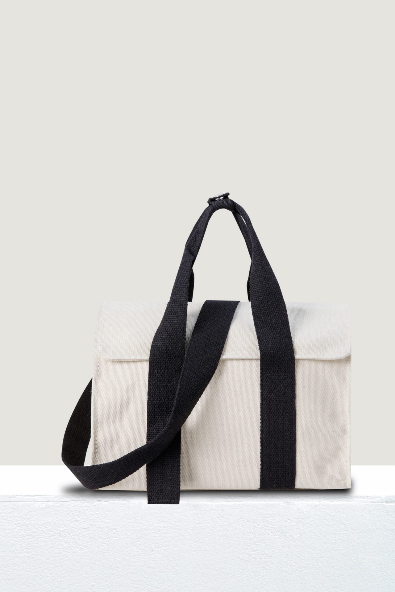 Front Flap Canvas Bag - Cream