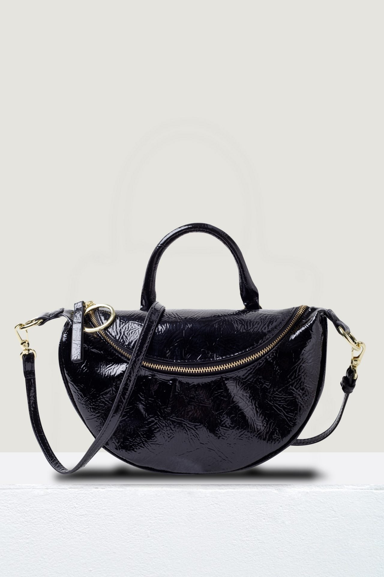 Semi-Circle Crossbody Bag - Black