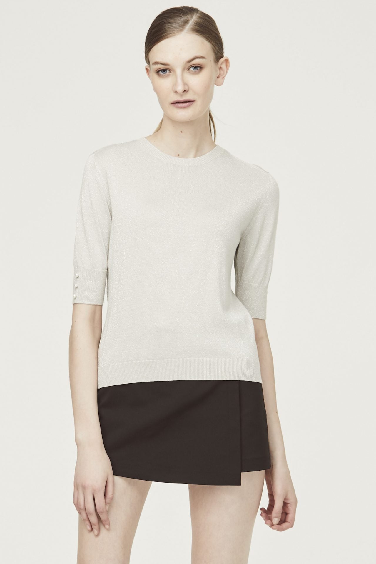 Pearl Sleeves Knit Top