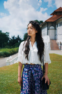 Floral A-Line Flare Midi Skirt