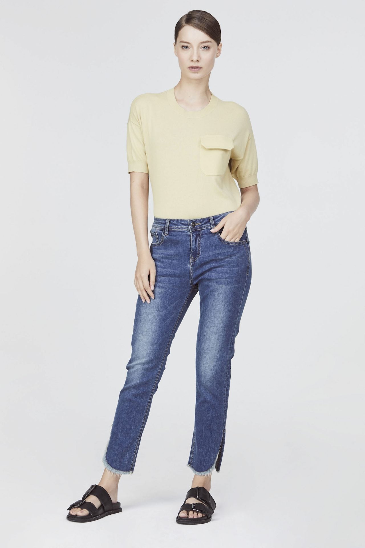 Curved Hem Jeans Denim
