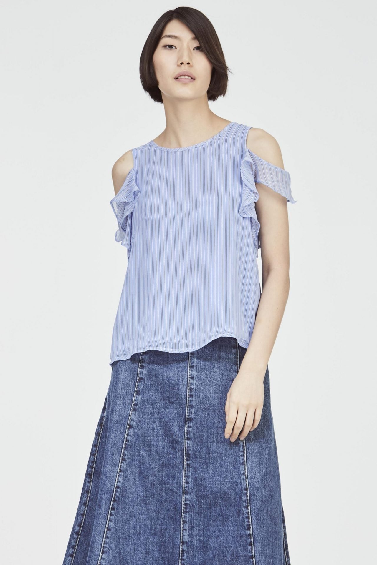 Striped Cold Shoulder Blouse