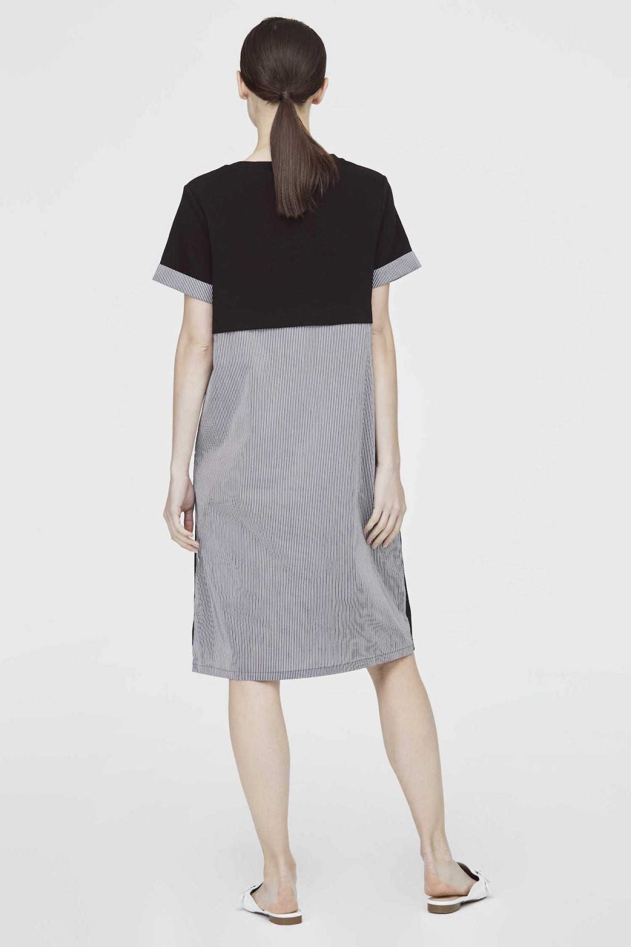 Contrast Folded-Up Cuff Dress