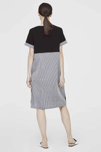 Contrast Folded-Up Cuff Dress
