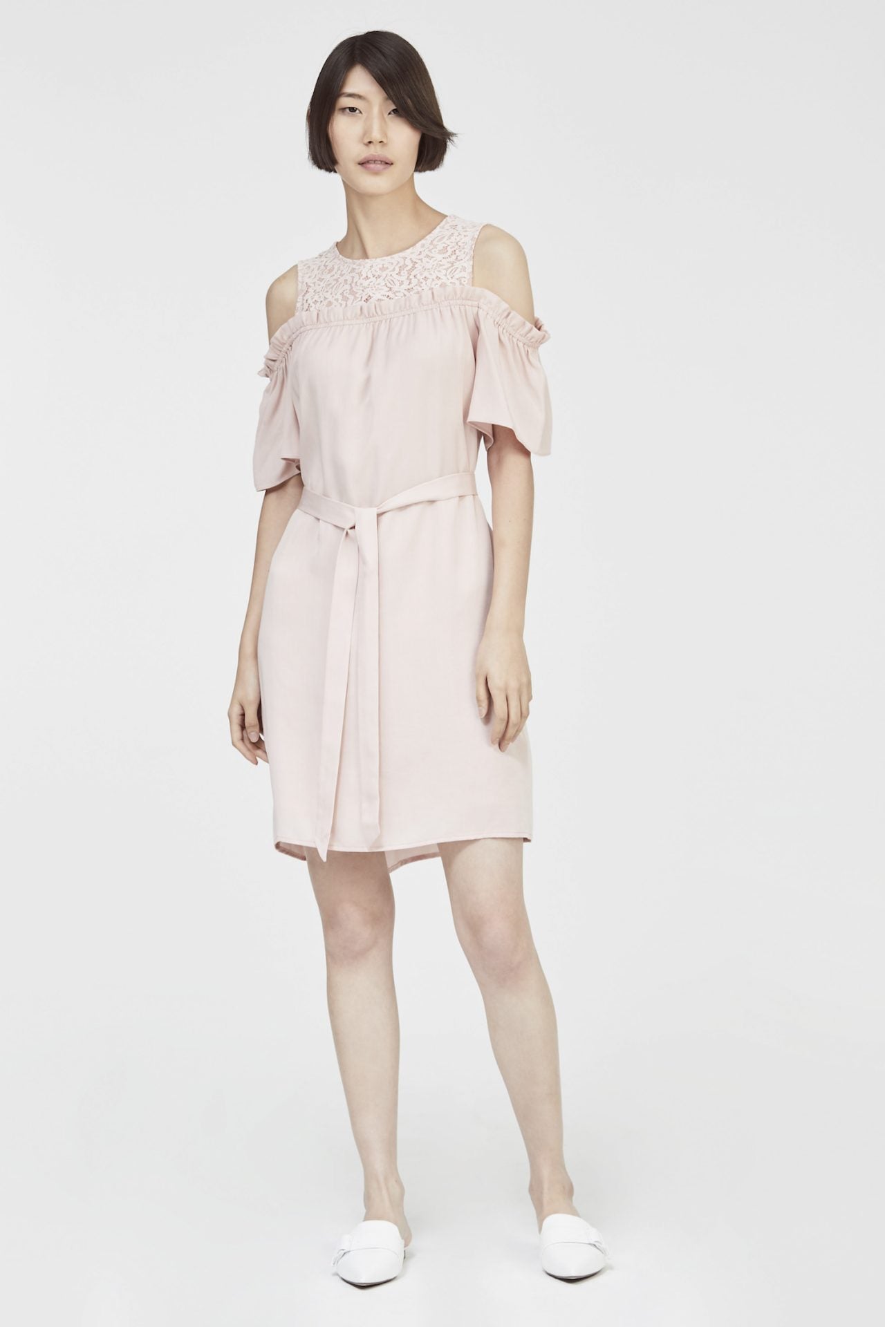 Mixed Fabric Lace Dress