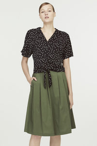 Notched Lapel Tied Detail Blouse