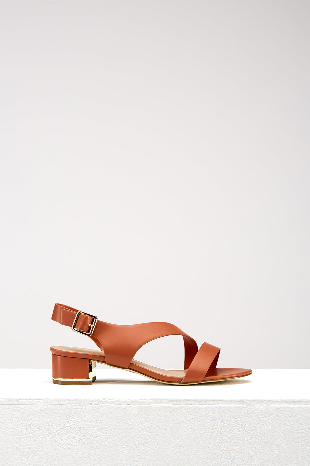 Thick Strap Heeled Sandals - Brick