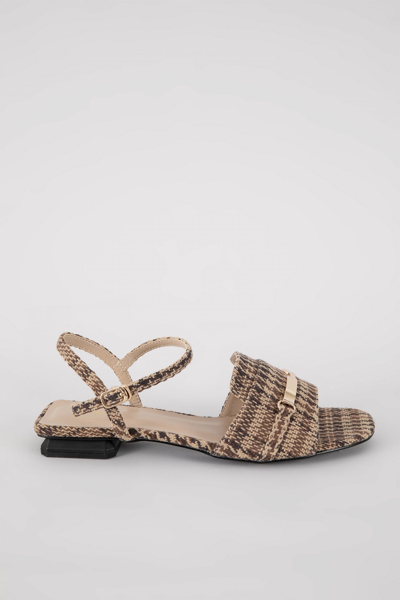 Houndstooth Buckle Strap Sandals