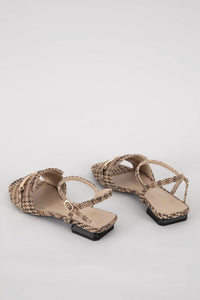 Houndstooth Buckle Strap Sandals