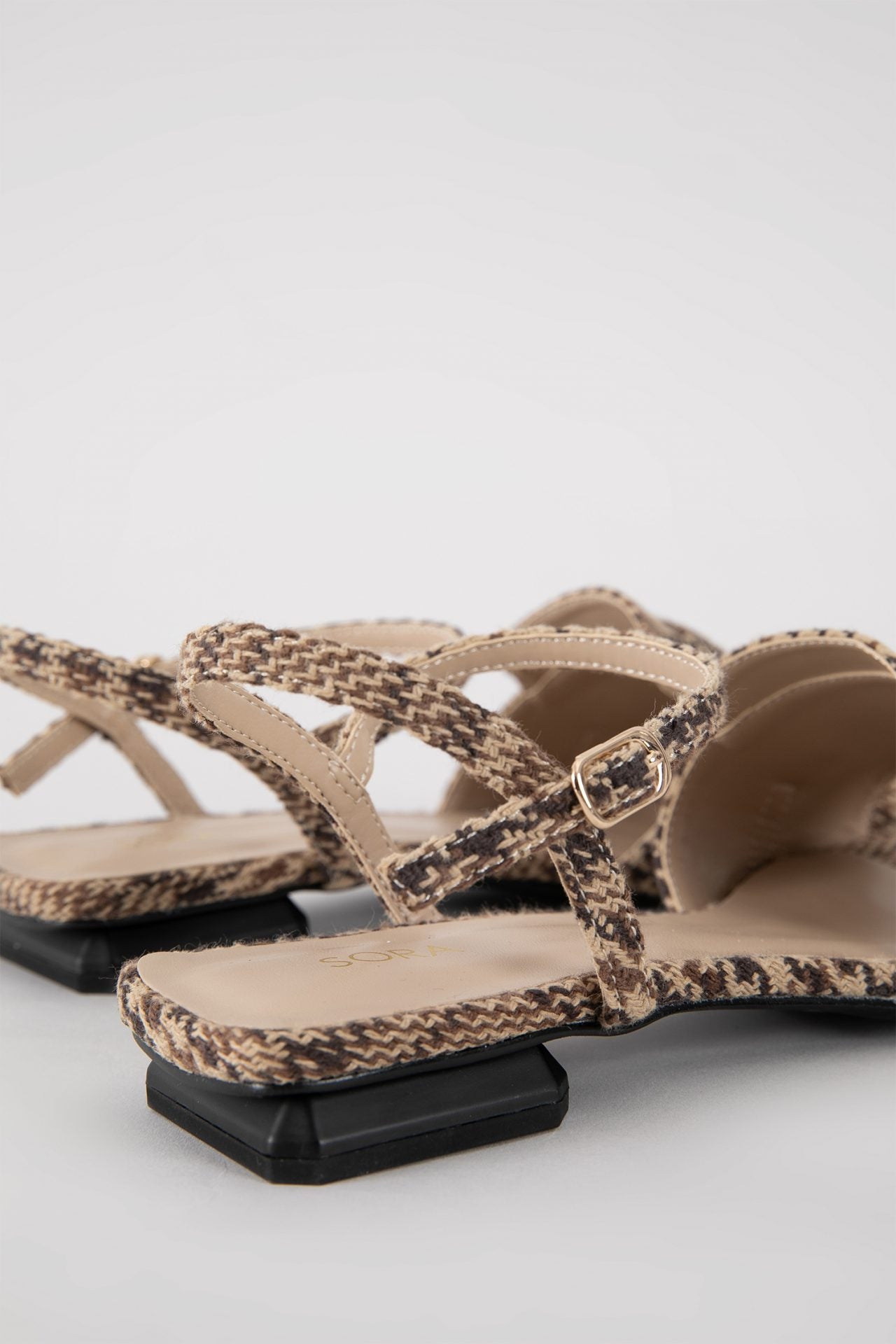 Houndstooth Buckle Strap Sandals