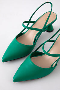 Textured Spool Heel Toe Car Pumps