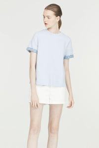 Dotted Cuffed Sleeve Tee