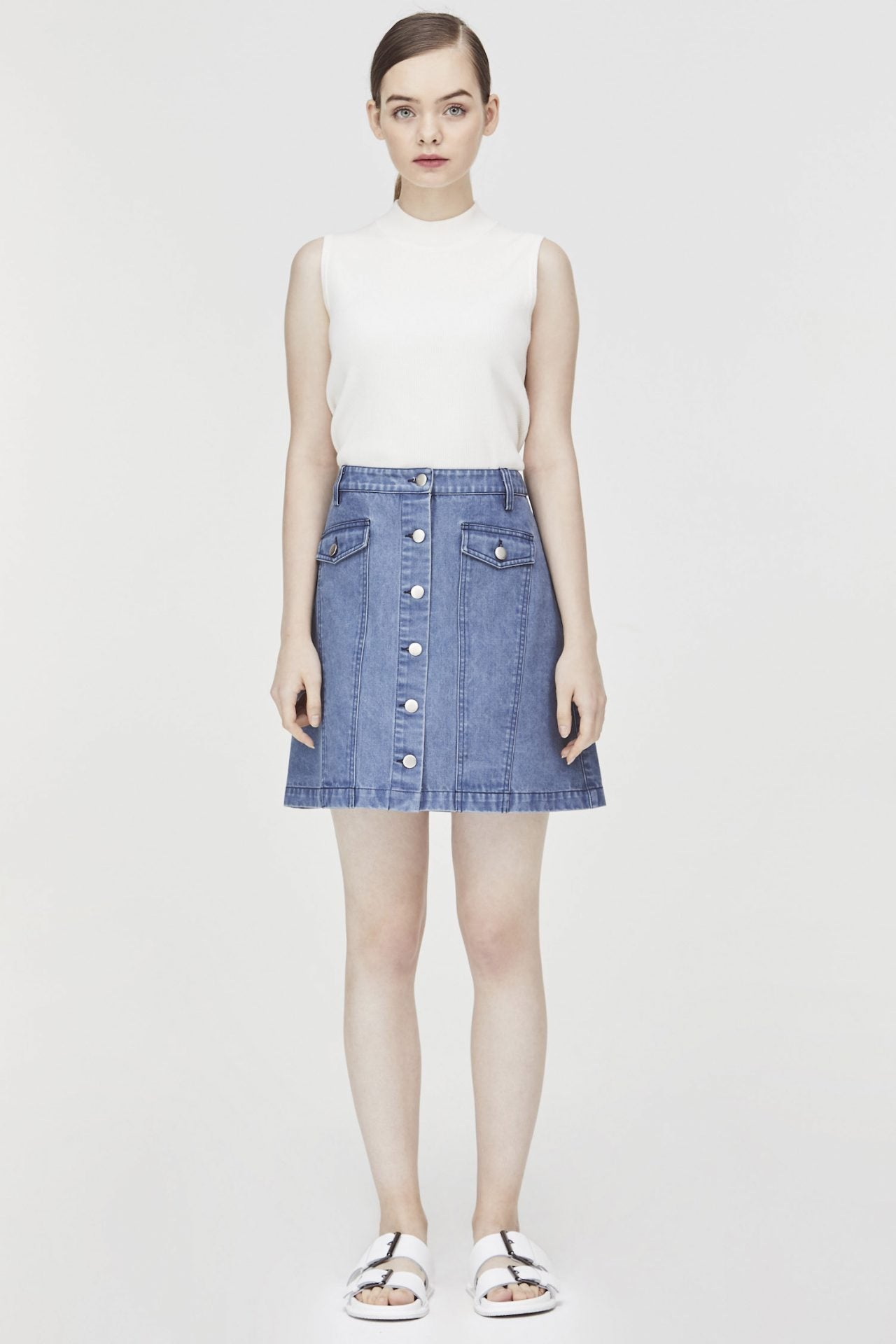 Denim Button Down Skirt