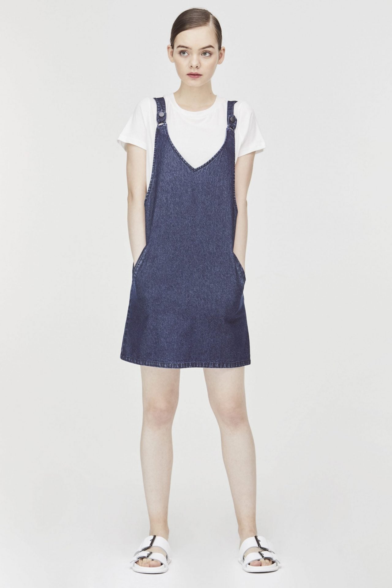 Denim Button Pinafore Dress