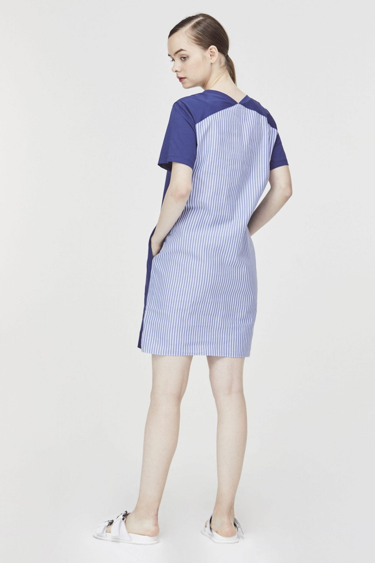 Mixed Fabric Stripe Dress