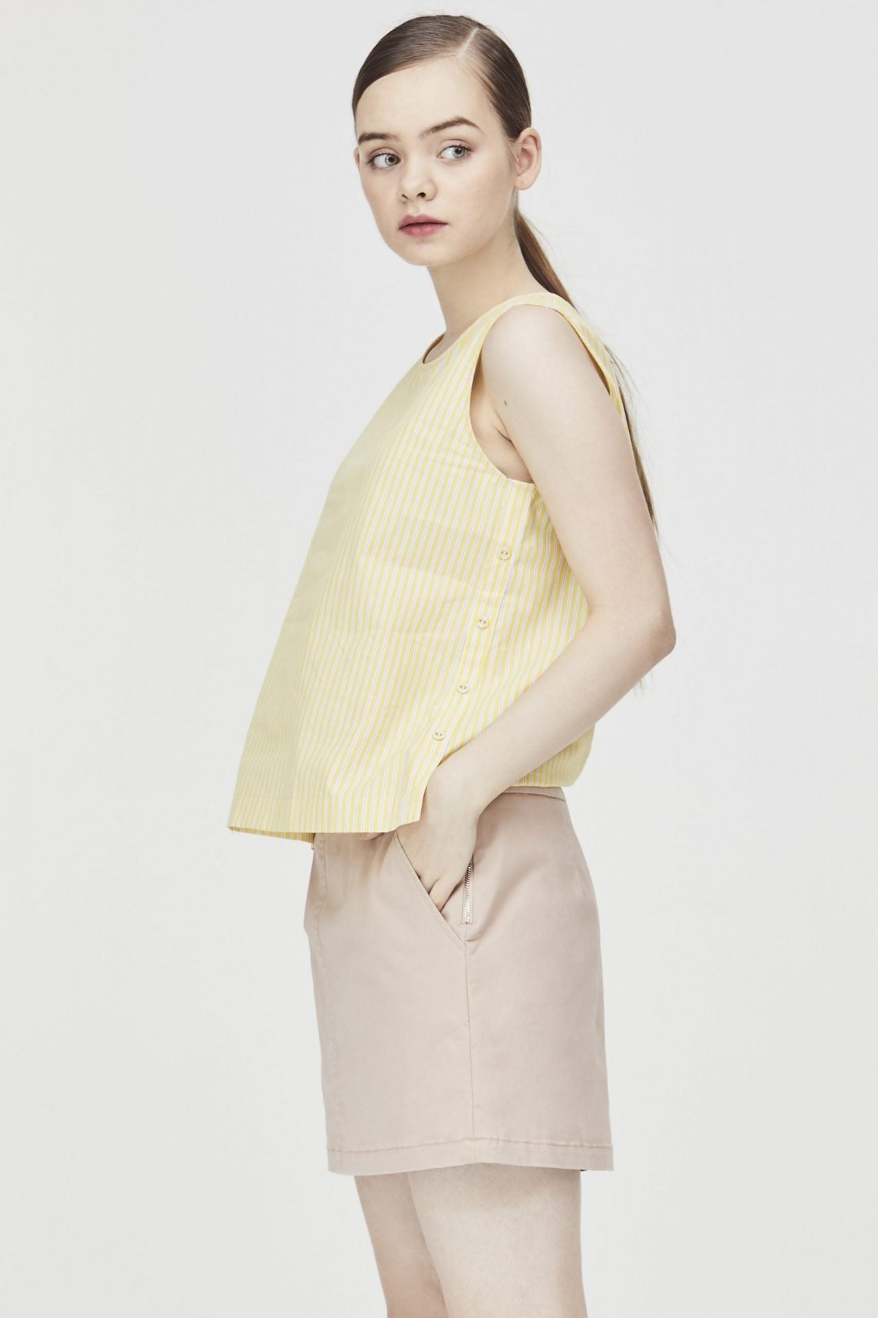 Striped Side Button Top
