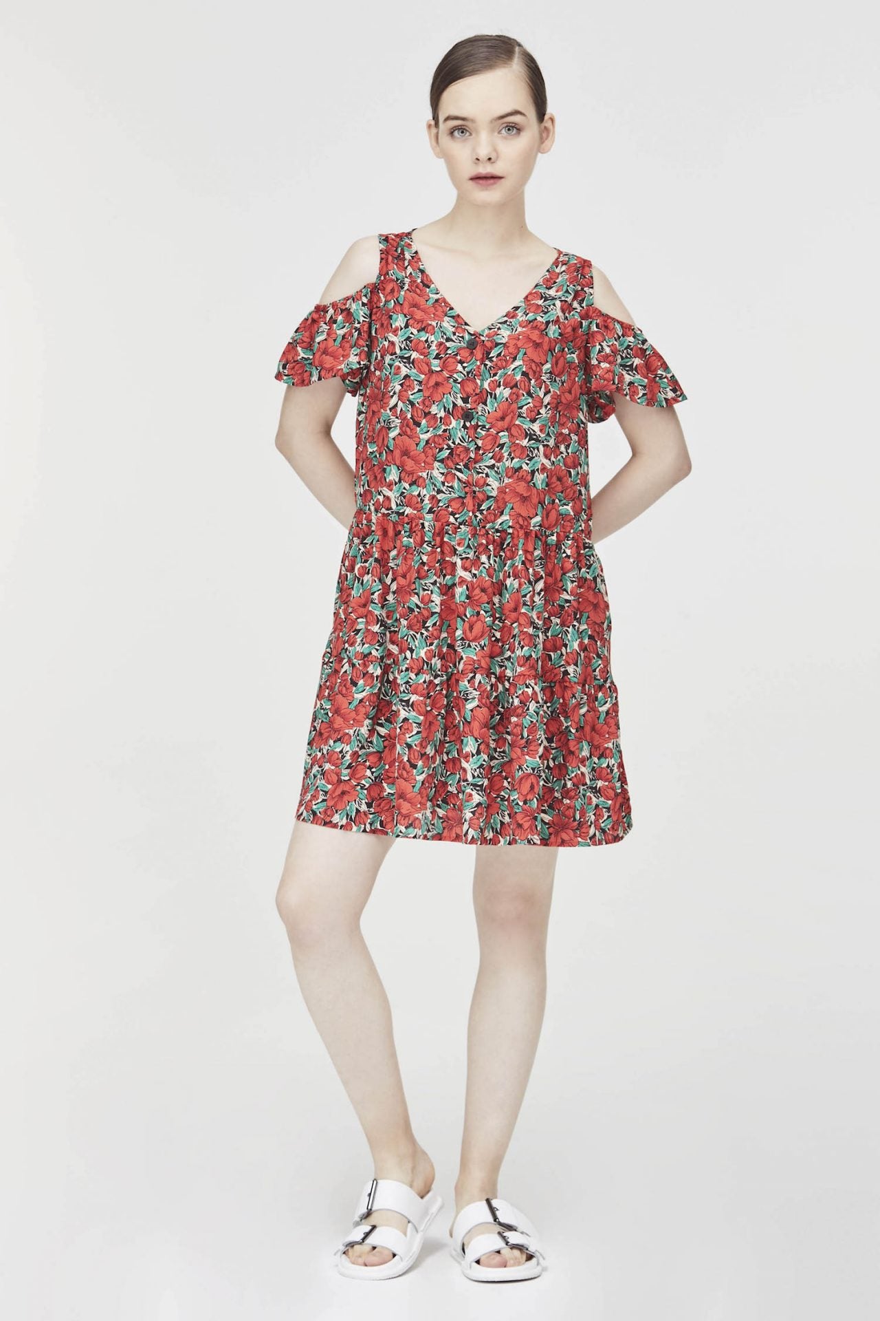 Floral Cold-Shoulder Dress