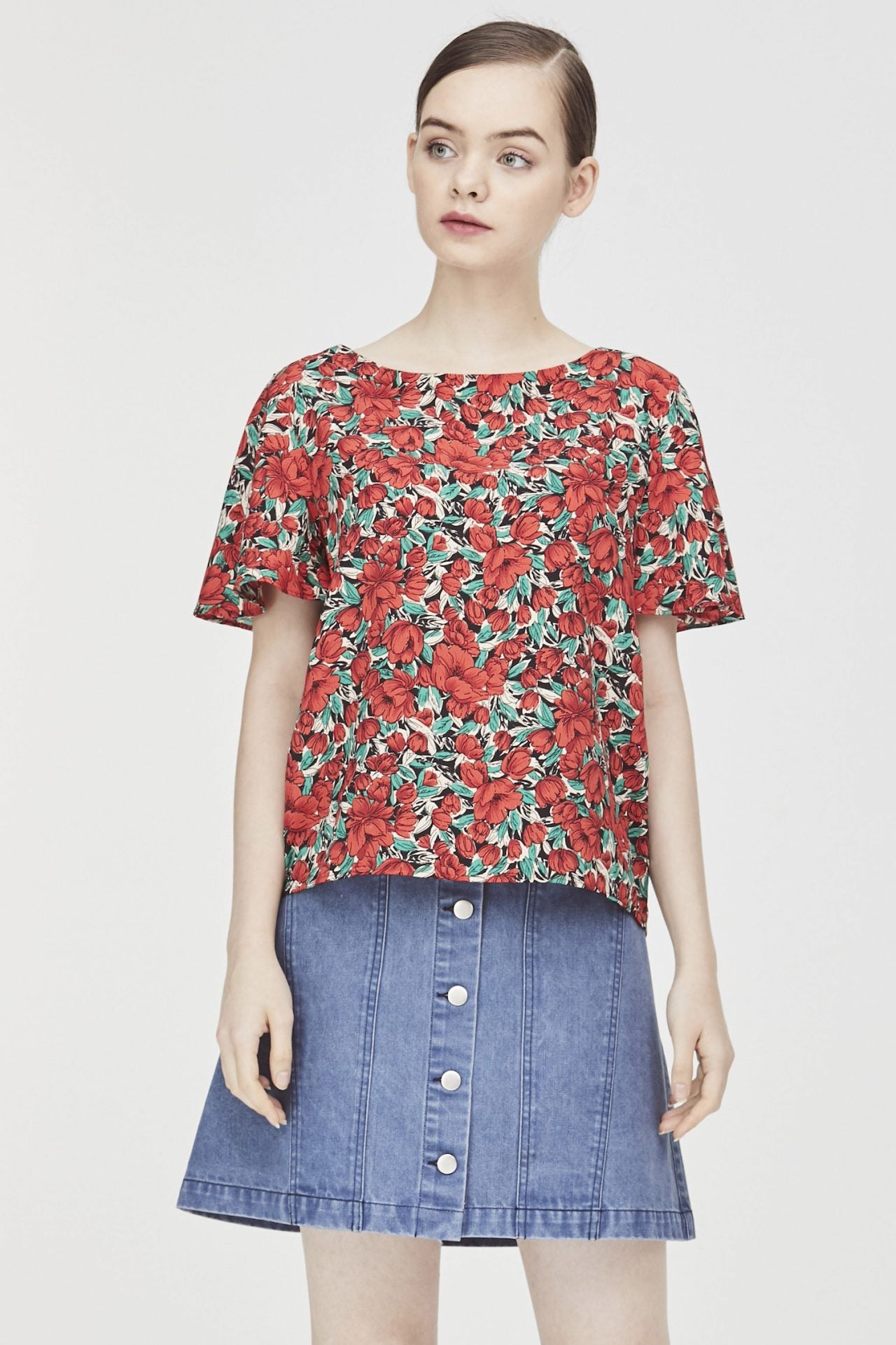 Floral Flared Sleeves Blouse