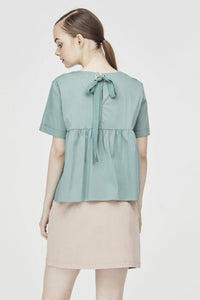 Cotton Ribbon Tie Blouse