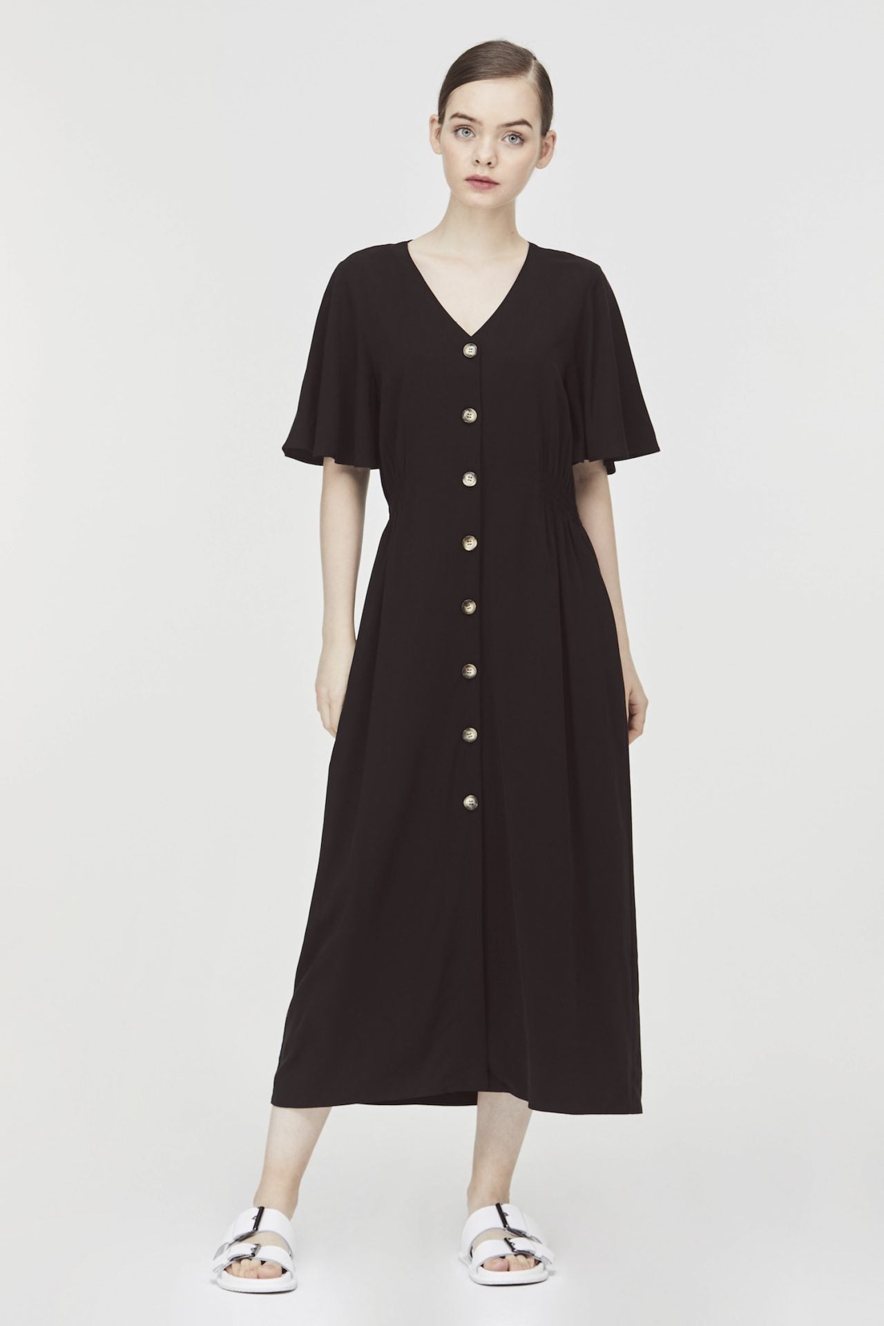 Flounced Sleeved Dress