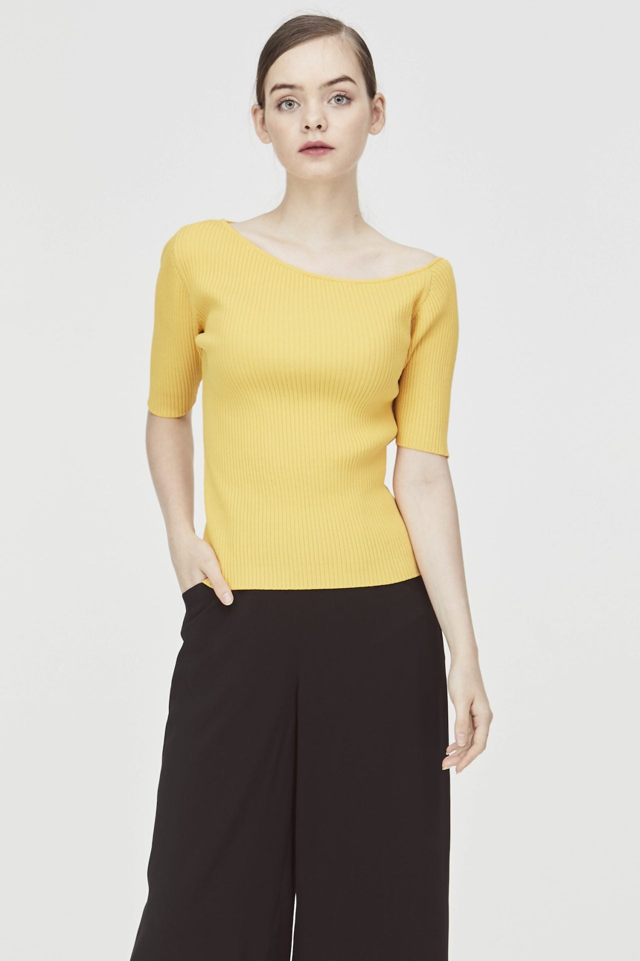 Asymmetric Collar Knit Top