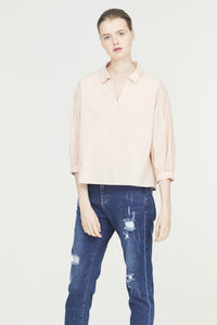 Cotton Gathered Sleeves Blouse