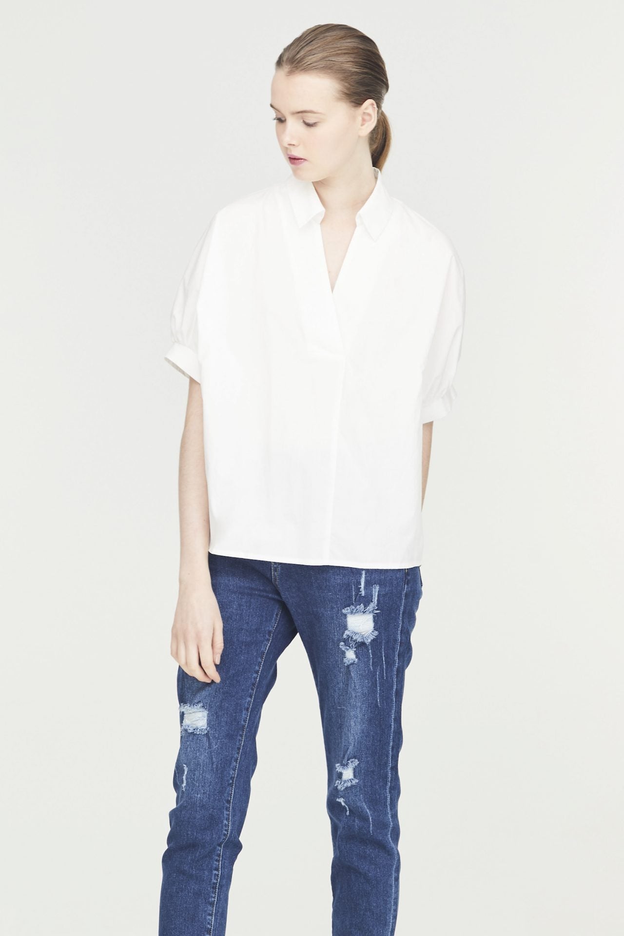 V-Neck Collared Blouse