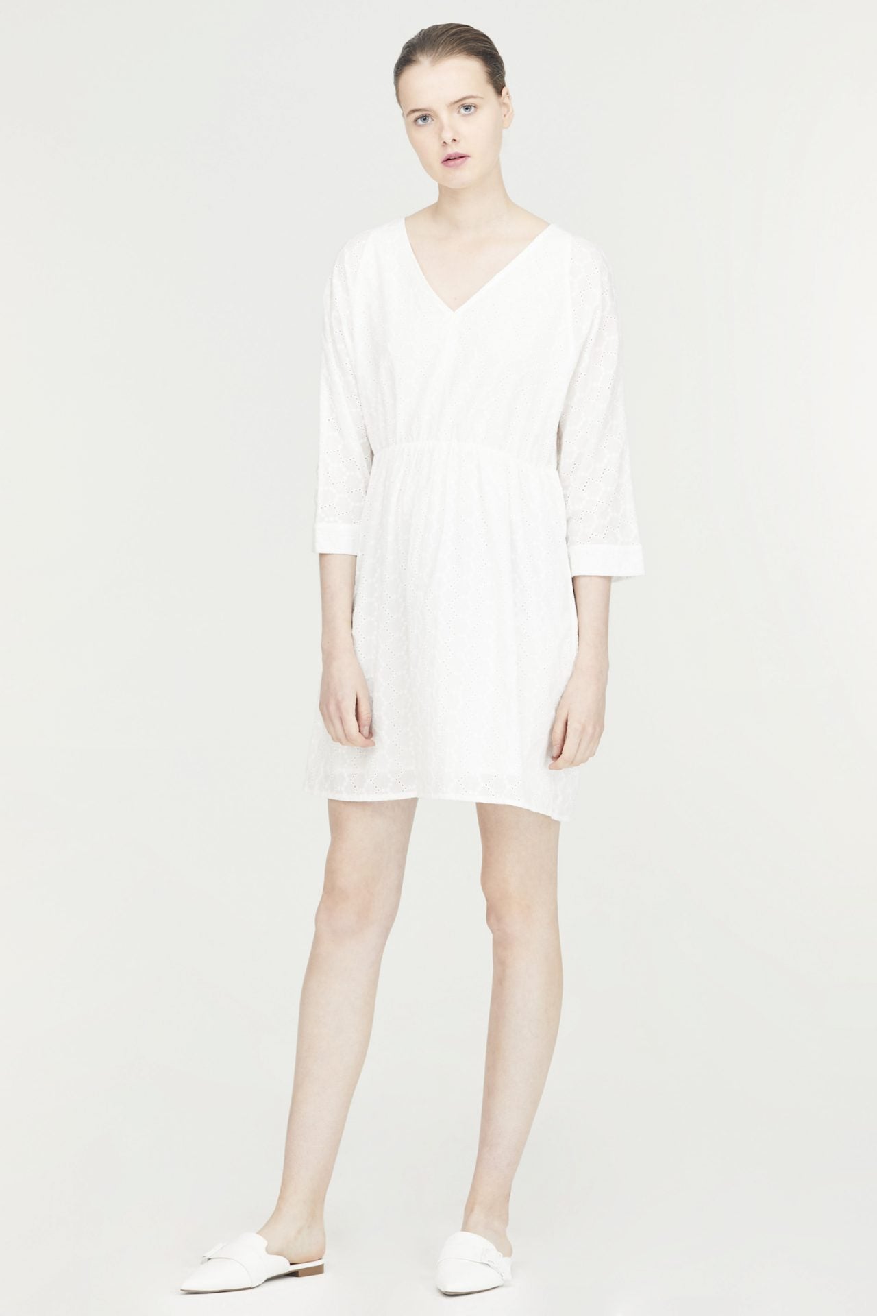 V-Neck Broderie Dress