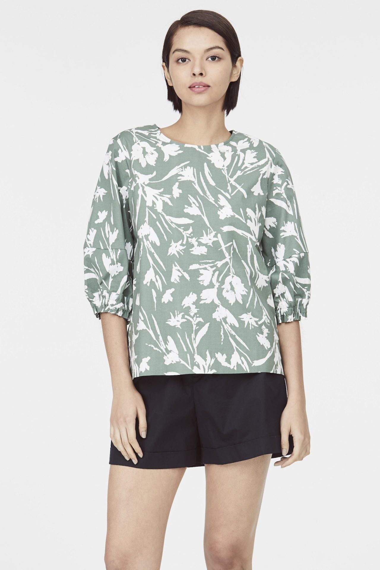 Floral Puff Sleeves Blouse