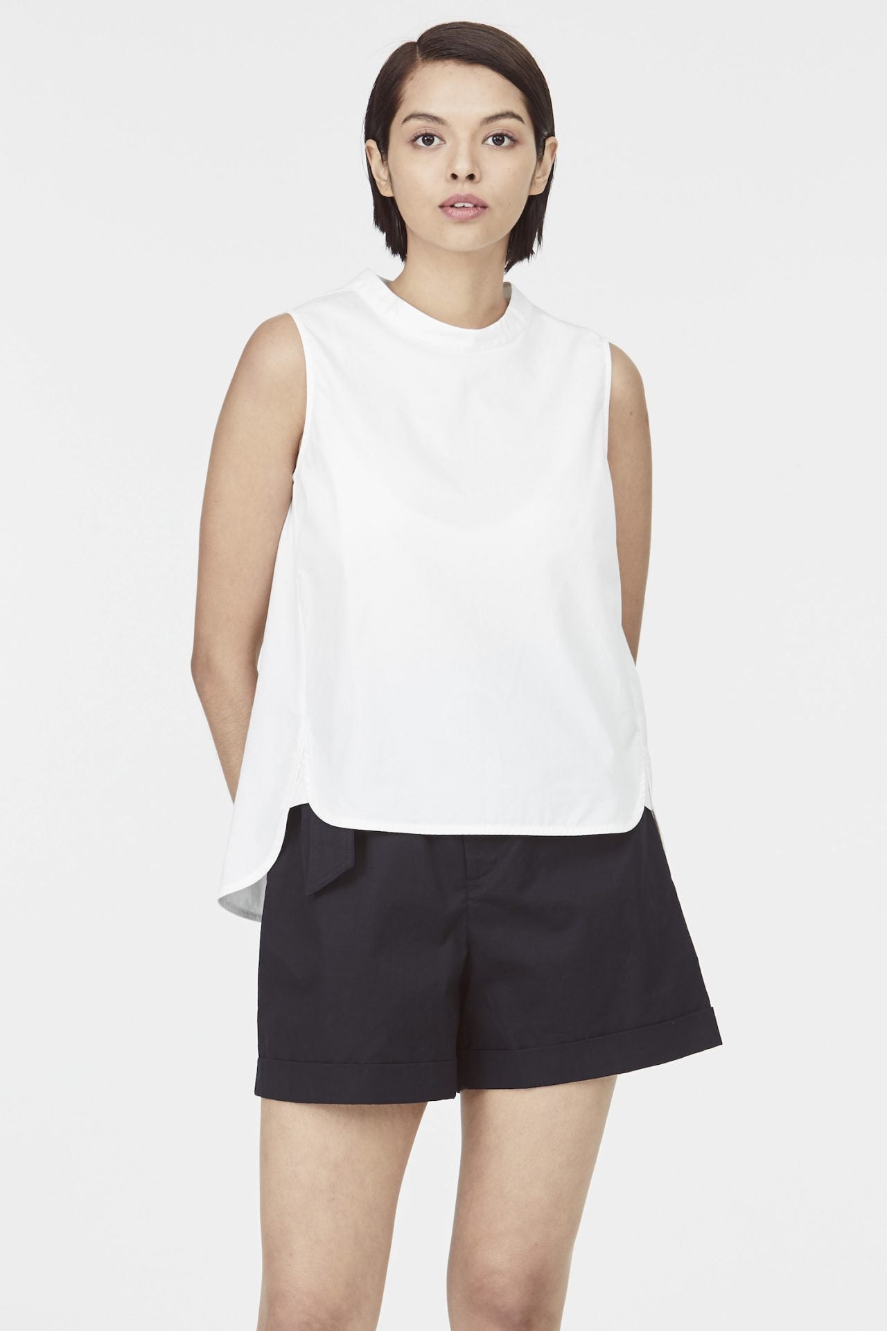Cotton Mock Neck Blouse