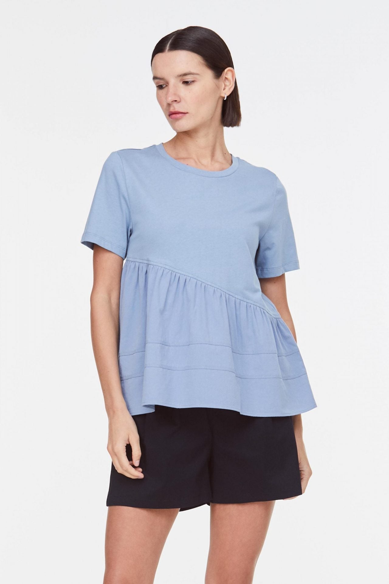 Contrast Flare Panel Blouse