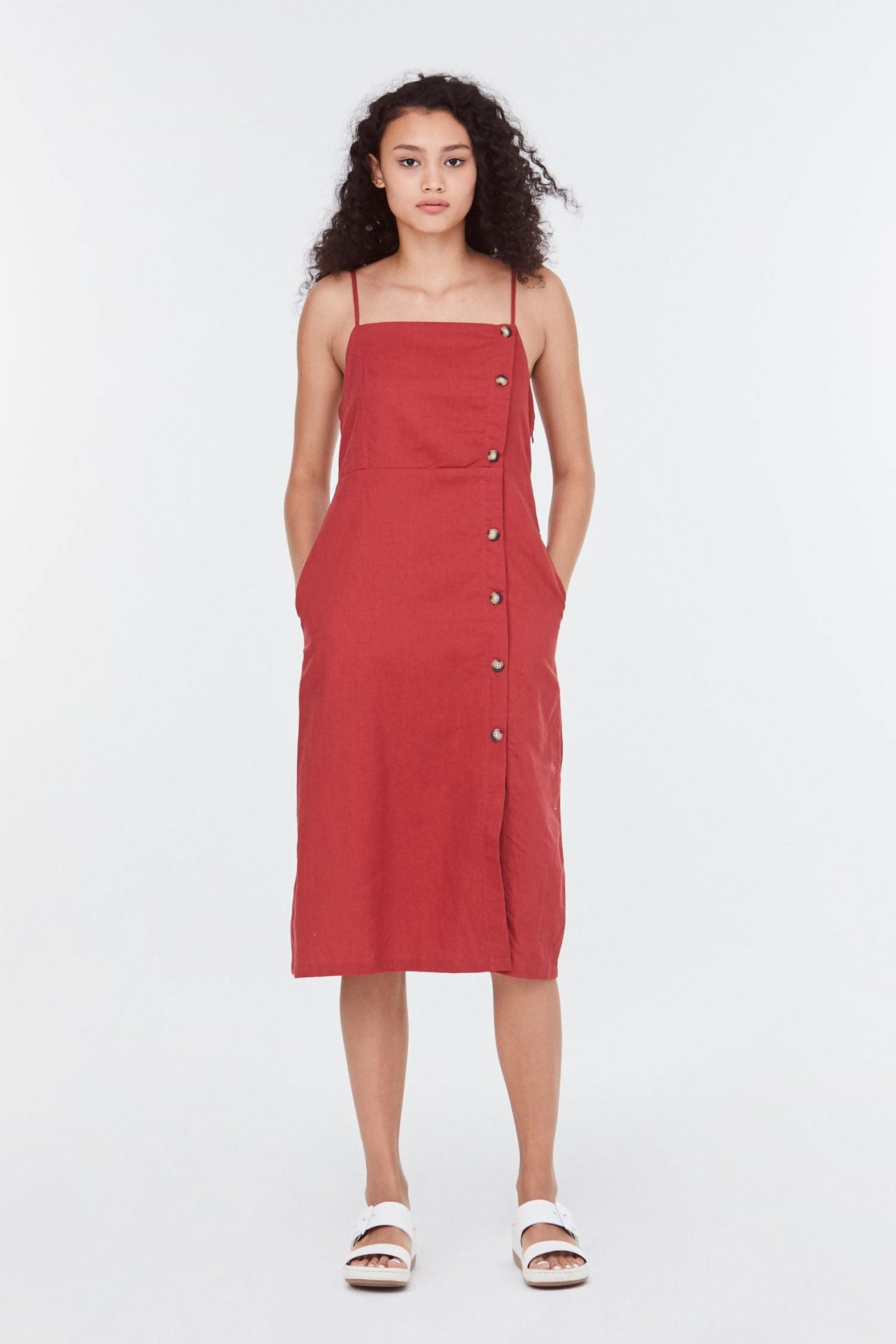 Side Button Midi Dress